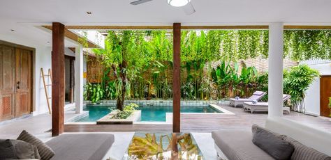 Gorgeous Tropical Villas In Bali Balinese Villa, Bali Style Home, Courtyard Pool, Bali House, Tropical Backyard, Modern Villa Design, Ensuite Bathroom, Tropical House, Private Villas