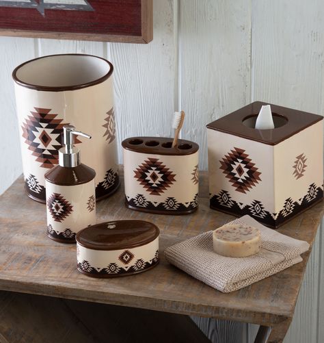 #bathroomdecor #homedecor #westernhome #westernhomedecor #westernbathroom #westernbathroomdecor #southwest #southwestdecor #rustic #rustichomedecor #rusticbedroomdecor #rustichome #rusticbathroomdecor #rusticbathroom Aztec Bathroom Decor, Western Bathroom Accessories, Aztec Bathroom, Western Bathrooms, Western Bedding Sets, Western Bathroom Decor, Western Bathroom, Black Forest Decor, Cowboy Decorations