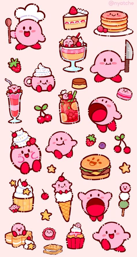 Kirby Art, Arte Inspo, Cute Doodle Art, Mini Drawings, Dessin Adorable, Minimalist Wallpaper, Kawaii Wallpaper, Cute Backgrounds, Simple Doodles