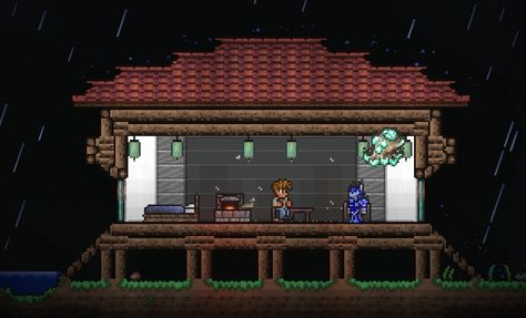 Terraria Dynasty NPC House. Terraria Dynasty House, Dynasty House, Terraria House, Terraria Builds, Asian House, House Simple, Terraria, I Decided, Terrarium