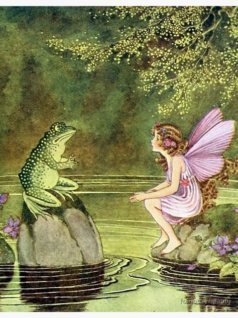 Ida Rentoul Outhwaite, Girl Illustrations, Materi Bahasa Jepang, Fairy Paintings, Fairy Stickers, Fairy Wallpaper, Fairy Aesthetic, Vintage Fairies, A Frog