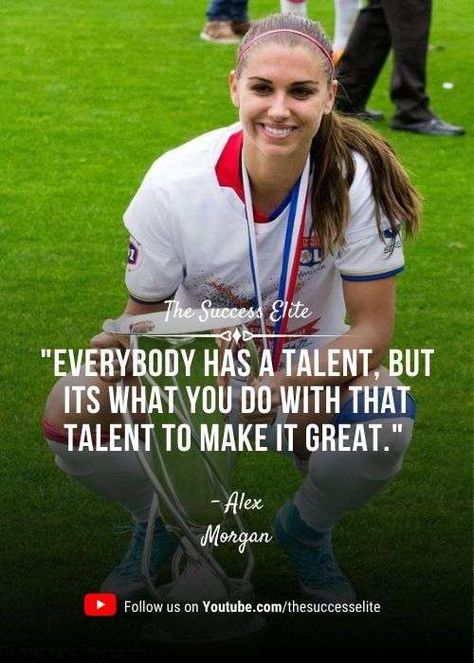 Top 30 Alex Morgan Quotes To Reach For The Top Alex Morgan Quotes, Soccer Quotes Girls, Girl Playing Soccer, I Love Soccer, Basketball Quotes Inspirational, Inspirational Soccer Quotes, Soccer Training Drills, Inspirational Sports Quotes, Athlete Quotes