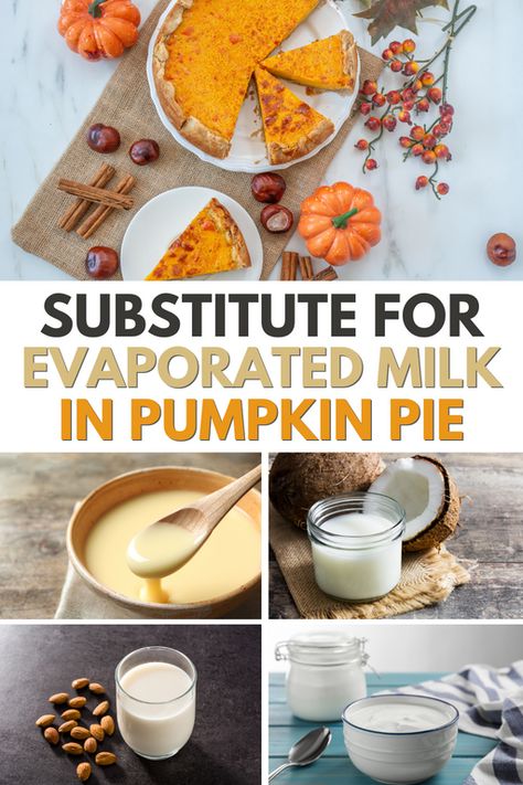 You can whip up a delicious pumpkin pie without evaporated milk! Check out the best substitute for evaporated milk in pumpkin pie here! #evaporatedmilksubstitute #substitute #substituteforevaporatedmilkinpumpkinpie #bestevaporatedmilksubstitute Replacement For Evaporated Milk, Substitute For Evaporated Milk In Pumpkin Pie, Pumpkin Pie No Evaporated Milk, Diy Evaporated Milk, How To Make Evaporated Milk, Vegan Evaporated Milk, Pumpkin Pie Recipe No Evaporated Milk, Pumpkin Pie Recipe Without Evaporated, Pumpkin Pie Evaporated Milk