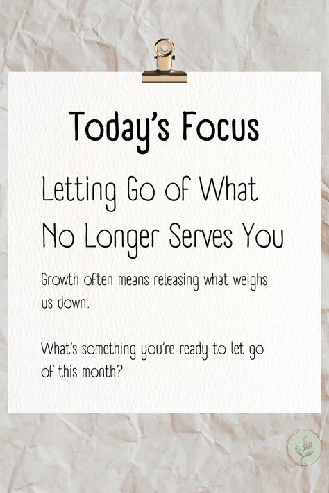 🙏 Today’s Focus: Letting Go of What No Longer Serves You  Growth is about not only adding positive things to our lives but also letting go of what weighs us down.  What are you holding onto that may be holding you back?  It might be a belief, a habit, or a lingering doubt. Imagine the lightness you could feel by releasing it.  🌱 Take a few minutes to journal about what you’re ready to let go of, and let it be a step toward growth.  #LettingGo #ReleaseAndGrow #MindfulReflection Let Go Of Things, Art 2024, Positive Things, Board Art, Focus On Yourself, Hold You, Let Go, Focus On, Our Life