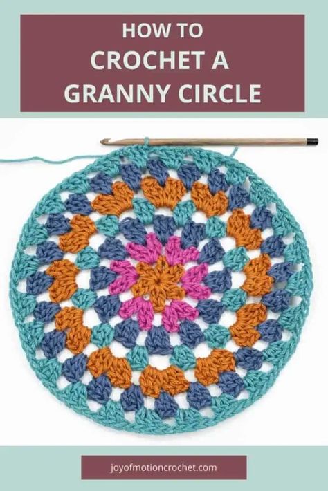 Want to crochet a granny circle? You're in the right place, because this a great step-by-step granny circle tutorial. In this tutorial you will learn how to crochet a granny circle. This circle granny square shape is perfect if you want to make something different the traditional granny square and enjoy anything granny squares. Granny Stitch Circle, Circle Granny Square Pattern Diagram, Circle Pattern Crochet, Crochet Round Granny Pattern, How To Crochet A Round Granny Square, Granny Round Crochet Pattern, Perfect Crochet Circle, Round Granny Square Blanket, Circular Granny Square Pattern