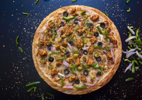 Chicken Fajita Pizza, Fajita Pizza, Chicken Fajita, Food Graphic Design, Delicious Pizza, Top View, Premium Photo, Vegetable Pizza, Pizza