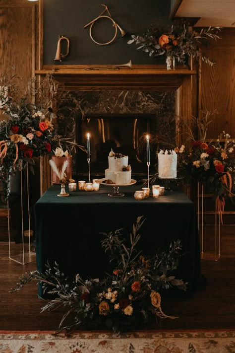 Moody and Romantic Willow Inn Elopement | Junebug Weddings Moody Ethereal Wedding, Outdoor Moody Wedding, Moody Dessert Table, Moody Eclectic Wedding, Moody Summer Wedding Color Palettes, Simple Moody Wedding, Moody Wedding Color Schemes, Moody Wedding Party, Dark Wedding Color Schemes