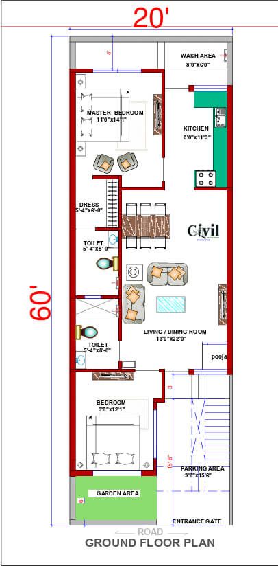 20x60 Home Plan-1200 SQFT Exterior Design - Engineering Discoveries 20 X 50 House Plans West Facing, 20x60 West Facing House Plans, 20x60 House Plans North Facing, 20 60 House Plan, 20 By 60 House Plans, 20x60 House Design, 20 X 60 House Plans Layout, 20×60 House Plan, 20 X 60 House Plans