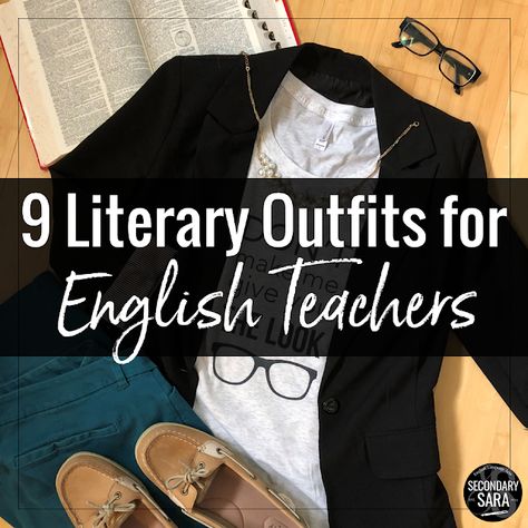 9 Literary Outfits for English Teachers | SECONDARY SARA School Tshirt Outfit Teacher, Summer Outfits For Work Teacher, English Teacher Style, Cool High School Teacher Outfits, Secondary School Teacher Outfits, Monday Teacher Outfit, Secondary School Teacher Outfits Uk, Teacher Winter Outfits High School, Teacher Shirt Outfit