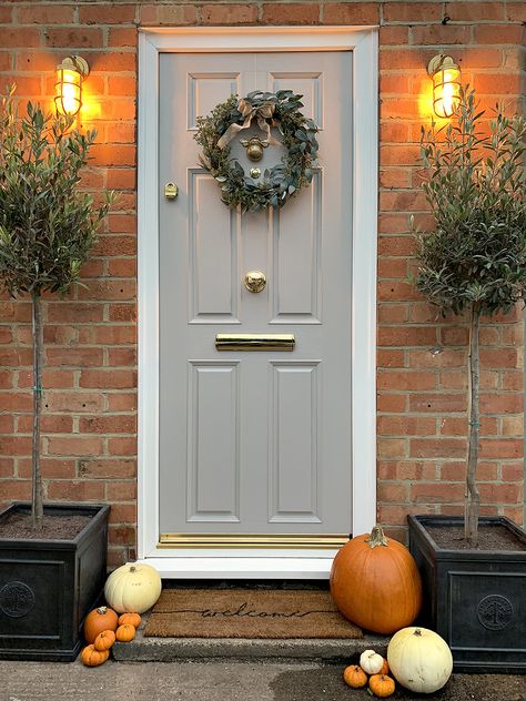 Grey Front Door, Upvc Front Door, Front Door Plants, Front Door Paint, Victorian Front Doors, Cottage Front Doors, Front Door Inspiration, Front Door Steps, Composite Front Door