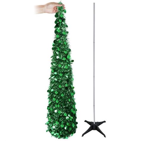 collapsible tree Pop Up Xmas Tree, Christmas Decorations Green, Collapsible Christmas Tree, Christmas Tree Artificial, Tinsel Christmas Tree, Tree Artificial, Tinsel Tree, Christmas Pops, Artificial Christmas Tree