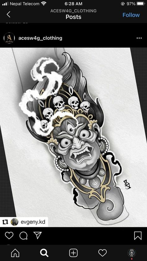 Buddha Japanese Tattoo, Bhairab Tattoo Designs, Mahakala Tattoo Design, Bhairav Tattoo Design, Japanese Buddha Tattoo Design, Bodhisattva Tattoo, Bhairav Tattoo, Mahakala Tattoo, Traditional Japanese Tattoo Flash