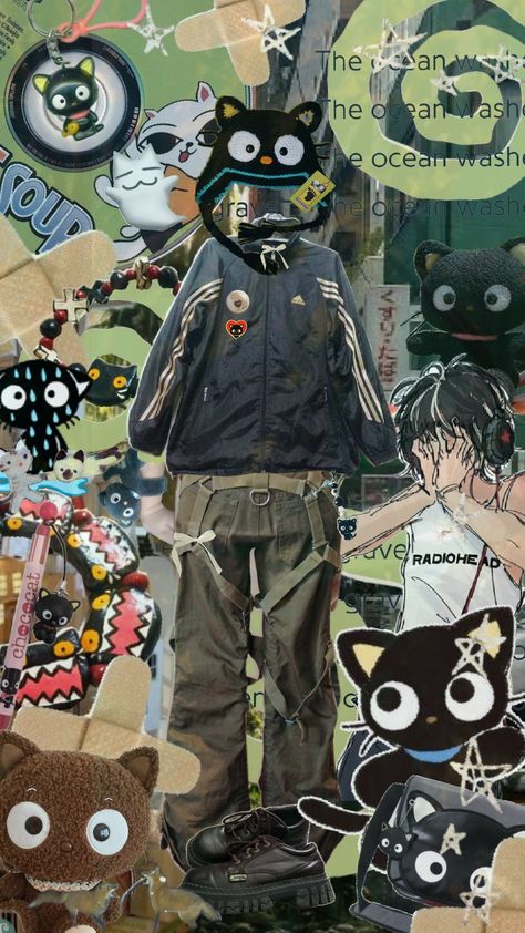 (๑✪ᆺ✪๑) #chococat #sanrio #outfit #outfitinspo #fashion #y2k #trinkets #maximalism #cluttercore #eclectic Choco Cat Aesthetic, Sanrio Fits, Choco Cat, Oc Outfit Ideas, Fashion Y2k, Cat Aesthetic, Maximalism, Cat Clothes, Aesthetic Outfit