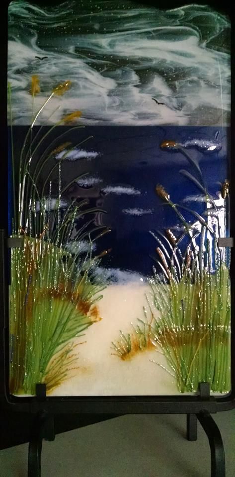 Fused Glass Beach, Fused Glass Panel, Slumped Glass, Fused Glass Wall Art, Fused Glass Plates, Glass Fusion Ideas, Fused Glass Artwork, Glass Fusing Projects, Glass Beach