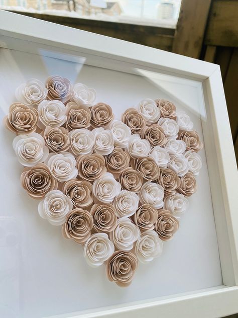 Unique heart shadowbox made with#HeartFonts #LoveLetters #TypographyLove #FontCrushFriday #HeartType Diy Window Frame, Paper Flower Letters, Paper Flower Backdrop Diy, Paper Crafts Ideas, Paper Projects Diy, Project Paper, Rolled Paper Flowers, Diy Shadow Box, Idee Cricut