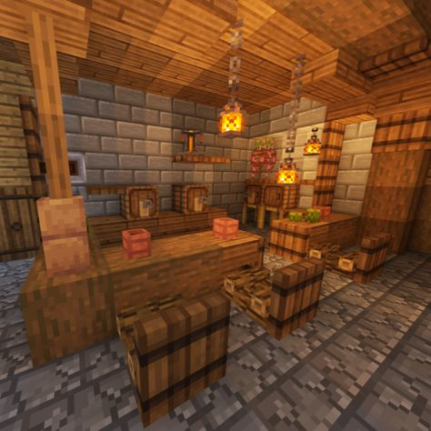 Grab a drink in this cozy tavern and enjoy the atmosphere #minecraft #minecrafttavern #interiordesign #minecraftideas Sitting Area Minecraft, Minecraft Fisherman House Interior, Minecraft Distillery, Saloon Minecraft, Minecraft Chinese Restaurant, Minecraft Inn Interior, Minecraft Brewery Room, Minecraft Coffee Shop Interior, Minecraft Bar Interior