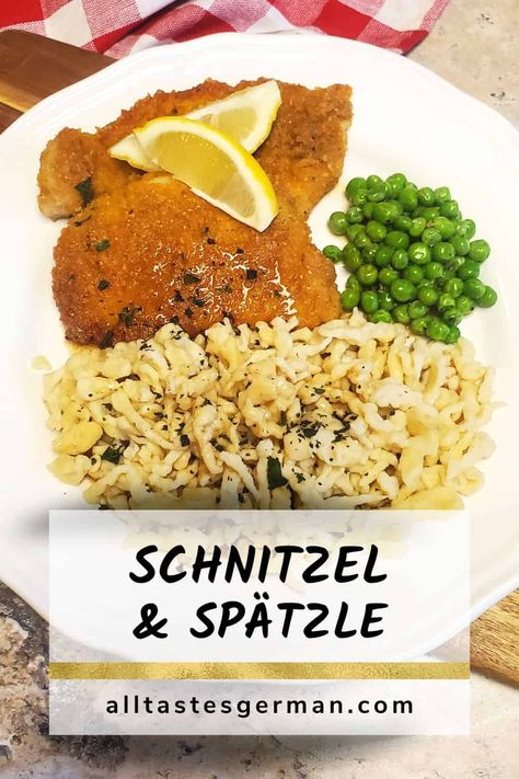 Shnitzle Recipe Beef, Snitzel Dinner Ideas, Spatzel Recipes Easy, Spaetzle Recipes Sauces, Authentic German Sauerbraten Recipe, Schnitzel And Spaetzle, Spaetzle Recipes, German Sauerbraten Recipe, Sauerbraten Recipe