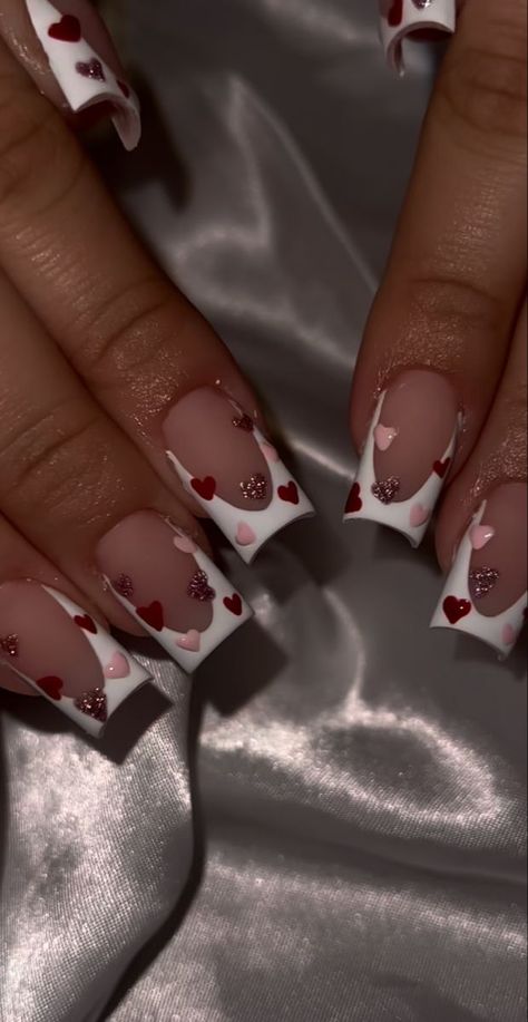 Nail Art Cute, Vday Nails, Red Valentine, February Nails, Nail Designs Valentines, Short Square Acrylic Nails, Acrylic Nails Coffin Pink, Unique Acrylic Nails, Long Square Acrylic Nails