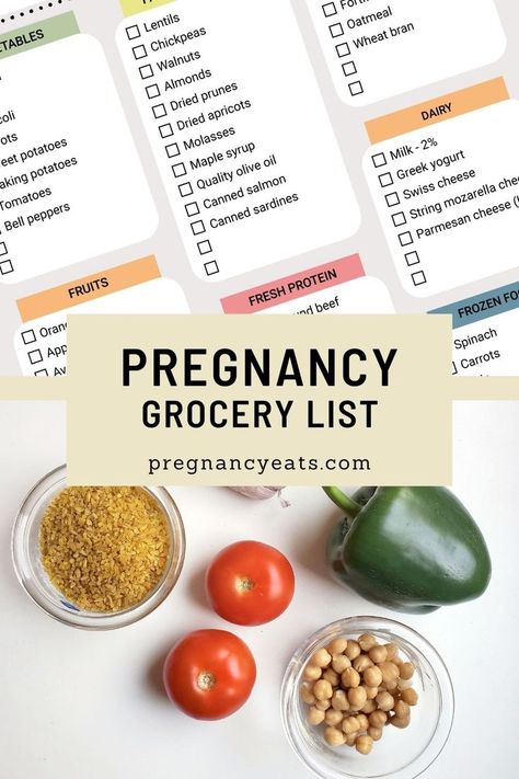 Searching for a pregnancy grocery list? Use this free pregnancy shopping list the next time you're at the supermarket. Be sure to head back to Pregnancy Eats for all kinds of pregnancy food recipes and eating ideas that use these healthy ingredients! Pregnancy Food Recipes, Pregnancy Grocery List, Pregnancy Shopping List, Food Grocery List, Pregnancy Eating, Dried Prunes, Food Shopping List, Can Salmon, Pregnancy Food