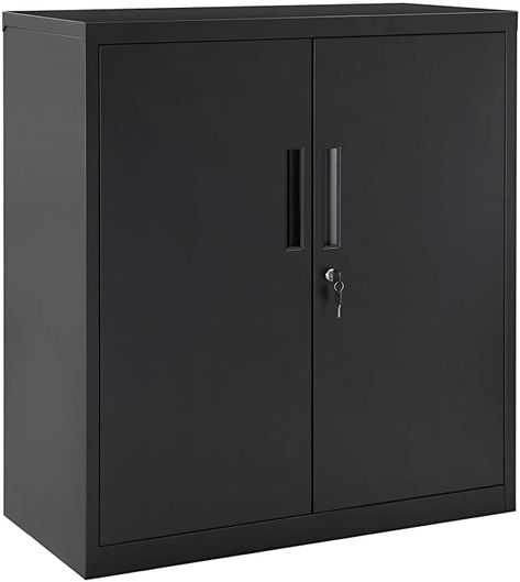 SONGMICS Garage Cabinet, Metal Storage Cabinet with Doors and Shelves, Office Cabinet for Home Office, Garage and Utility Room, Black UOMC013B01 Storage Cabinet Office, Locking Storage Cabinet, Metal Storage Cabinet, Storage Cabinet With Doors, Home Office Garage, Steel Storage Cabinets, Garage Cabinet, Cabinet Office, Cabinet With Storage