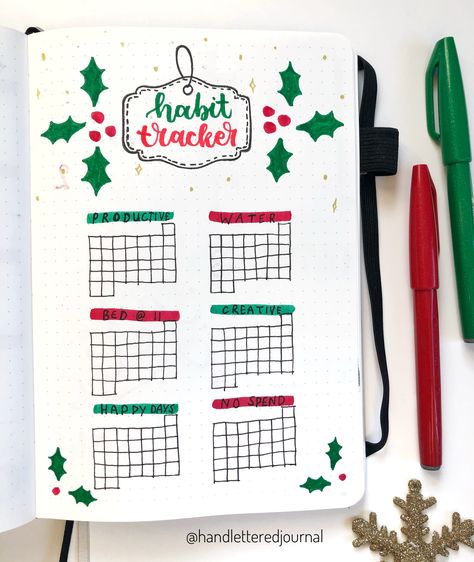 Bujo Christmas Theme, Christmas Habit Tracker, December Habit Tracker, Christmas Bujo, Vintage Labels Printables Free, Vintage Labels Printables, Journal 2025, Labels Printables, Boulet Journal