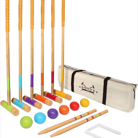 Perfect for keeping your guests entertained, perhaps a game of croquet. Or for you Bridgerton fans, Pall Mall. Modern Wood Design, Croquet Set, Game Stick, Bocce Ball, Game Rules, Pall Mall, Backyard Play, Lawn Games, Outdoor Backyard