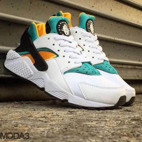 New Arrival | Nike Sportswear | Air Huarache | White/Sport Turquoise-University Gold | US Men's Sizes 6-13 | $100 | Available in-store or by ️ 414-273-3333. Don't sleep on this OG colorway...They won't last long! #nikesportswear #nike #NSW #huarache #airhuarache #sneakers #kicks #kotd #igsneakercommunity #justforkicks #MODA3 #milwaukee #huaracheOG #trainers #runners #quickstrike Nike Huraches, Sneaker Closet, Huraches Nike, Nike Kicks, Don't Sleep, Street Fashion Men Streetwear, Men Streetwear, Womens Jordans, Air Huarache