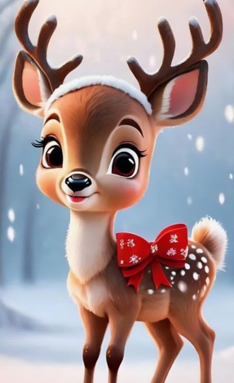 Deer Cartoon Drawing, Christmas Cartoon Pictures, Rain Deer, Imprimibles Harry Potter, Holiday Memes, Deer Wallpaper, Winter Board, Deer Drawing, Christmas Tree Wallpaper