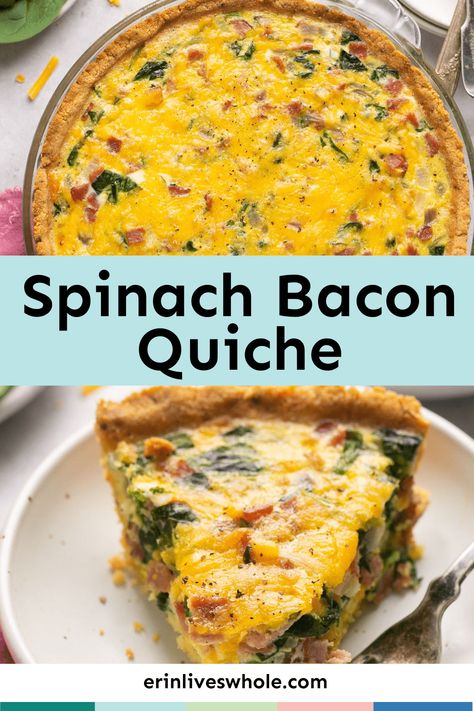 Heart Healthy Quiche, Almond Flour Quiche, Spinach Bacon Quiche, Bacon Quiche Recipe, Bacon Spinach Quiche, Healthy Quiche, Gluten Free Quiche, Almond Flour Crust, Coronation Chicken