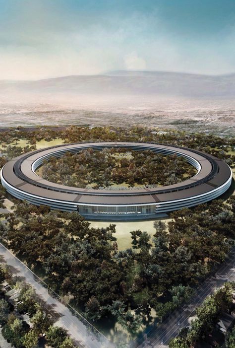 The new Apple headquarters in Cupertino, California. Apple Campus 2, Apple Campus, Apple Headquarters, Apple Office, Apple Picture, Apple Park, Futuristic Building, Employee Satisfaction, Foster Partners