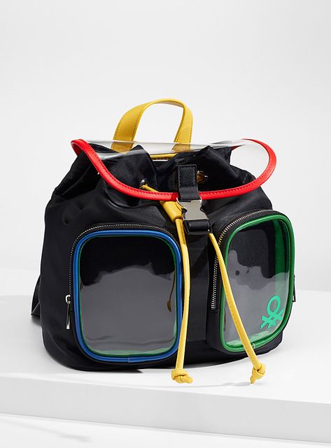 Colourful transparent backpack | United Colors of Benetton | Backpacks for Women | Simons Transparent Backpack, Matt And Nat, Backpacks For Women, Trendy Backpacks, United Colors Of Benetton, Herschel, Bagpack, Health And Safety, Bag Straps