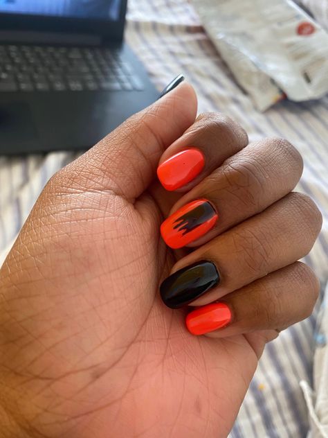 Black Ballerina Nails, Fall Nails Burnt Orange, Black Nail Color, Nails Burnt Orange, Nail Color Designs, Black Ballerina, Ballerina Nails, Black Nail, Colorful Nail Designs