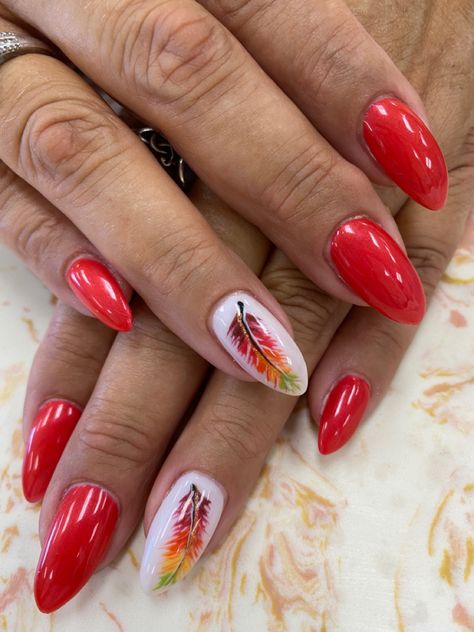 Fall Feather Nails, Feather Nail Designs, Feather Nail Art, Feather Nails, Fingernail Designs, Sparkle Nails, Cat Eye Nails, Dipped Nails, Feather Design