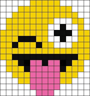 Pixel Wink Emoji Perler Bead Pattern / Bead Sprite Perler Beads Designs Pattern Pixel Art, C2c Patterns, Image Pixel Art, Crochet Pony, Pixel Quilting, Emoji Patterns, Modele Pixel Art, Motifs Perler, Pixel Crochet