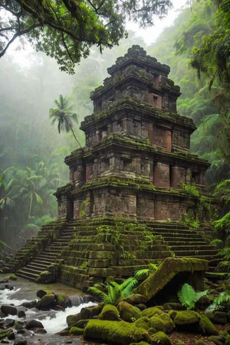 Southeast Asian Architecture, Aztec Jungle, Lush Cave, Aztec Architecture, Royalty Dr, Aztec Temple, Jungle Temple, Aztec Ruins, Ancient Aztecs