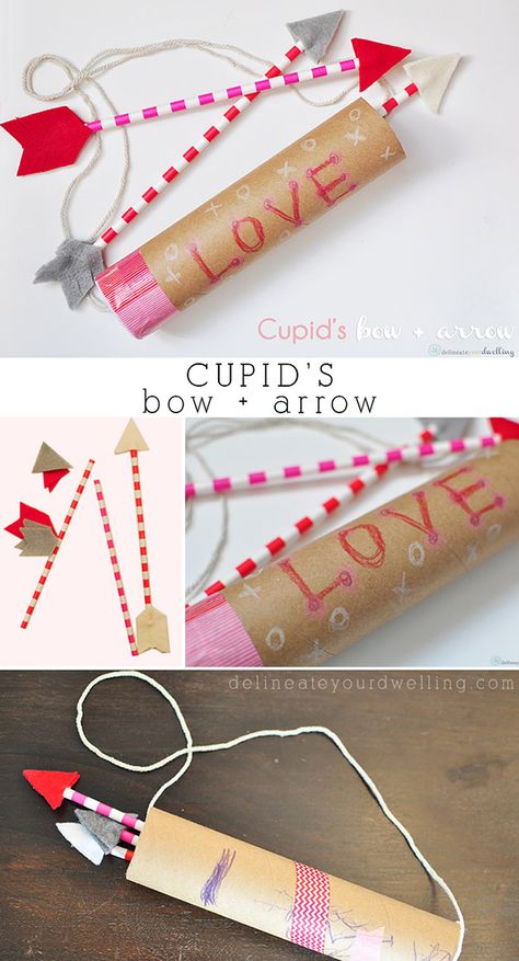 Cupid's Bow and Arrow- Valentine's Day, Delineateyourdwelling.com Bow And Arrow Craft, Arrow Crafts, Cupid's Bow, Valentinstag Party, Cupids Bow, Bow And Arrow, Creative Valentines, My Funny Valentine, Valentines Party