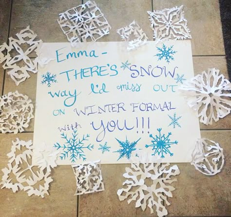 Winter Poster Dance, Winter Formal Ideas Asking, Winter Ball Sign Ideas, Winters Response Poster, Winter Homecoming Decorations, How To Ask A Guy To Winter Formal, Snowball Sign Ideas, Christmas Dance Proposal Ideas, Winter Dance Responses