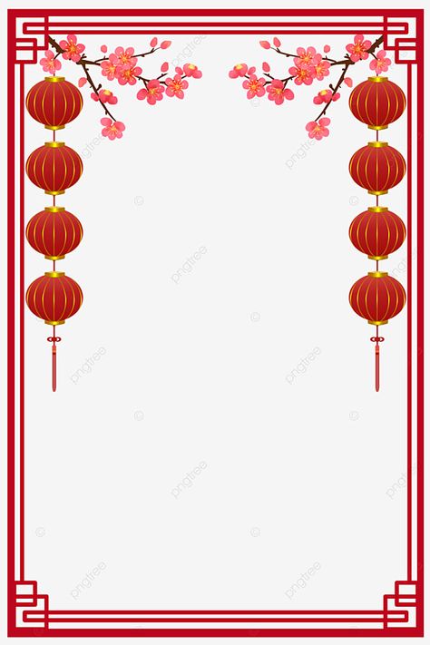 New Year Frame, Chinese Clipart, Chinese New Year Illustration, Lantern Clipart, Chinese New Year Wallpaper, Happy Birthday Doodles, Chinese New Year Lantern, Chinese Frame, Spring Lantern