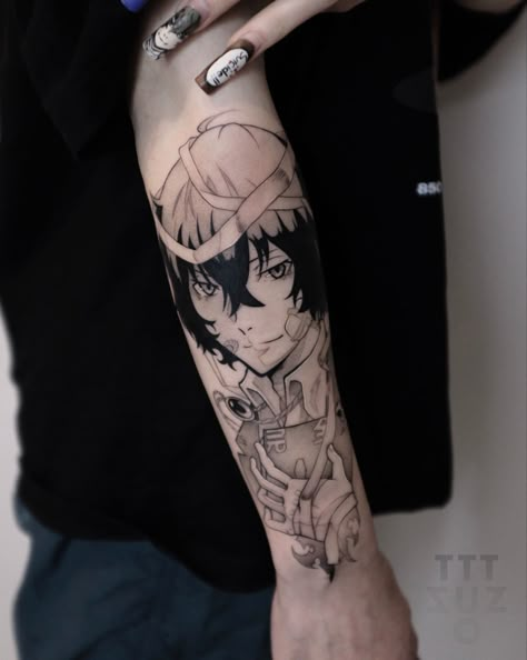 Bungo Stray Dog Tattoo, To The Stray Dogs Tattoo, Dazai Osamu Tattoo, Bungo Stray Dogs Tattoo Ideas, Soukoku Tattoo, Bungou Stray Dogs Tattoo, Bungo Stray Dogs Tattoo, Bsd Tattoo, Dogs Tattoo Ideas