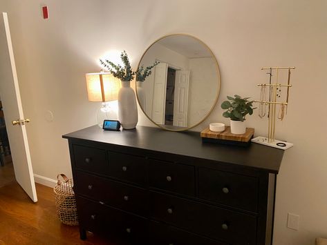 Dark Wood Dresser Bedroom Ideas, Dark Brown Dresser Bedroom Ideas, Dark Wood Dresser Nursery, Dark Wood Dresser, Walker Edison Walnut Dresser, Datk Brown Dresser, Wood Dresser, Bedroom Dressers, Christmas Travel