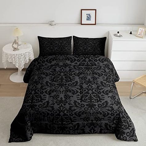 Full Size Duvet Cover, Damask Bedding, Textured Duvet Cover, Textured Duvet, Floral Comforter Sets, Floral Bedding Sets, Bed Comforter Sets, Gothic Vintage, Floral Duvet Cover