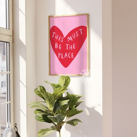 This Must Be The Place Print, Pink Red Preppy Wall Art, Trendy Printable Poster, Cute Apartment Aesthetic Decor, Heart Digital Download by FunkyMonkeyPrintable on Etsy Cute Apartment, Apartment Aesthetic, Rose Rouge, Usb Stick, Posters Printable, Pink Print, Google Drive, Favorite Things Gift, Digital Download Etsy