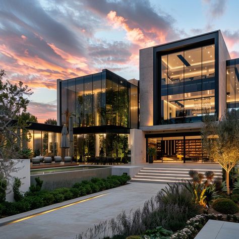 Inside Stanley Weinberg's Luxurious Los Angeles Home Modern Mansion Front View, Luxury Modern House Interior, Unique Home Interior Design, Ultra Modern Homes Exterior, Los Angeles Homes Exterior, Huge Modern Mansions, Modern Luxury House Exterior, Modern Mansion Exterior Luxury, Modern Mansion Design