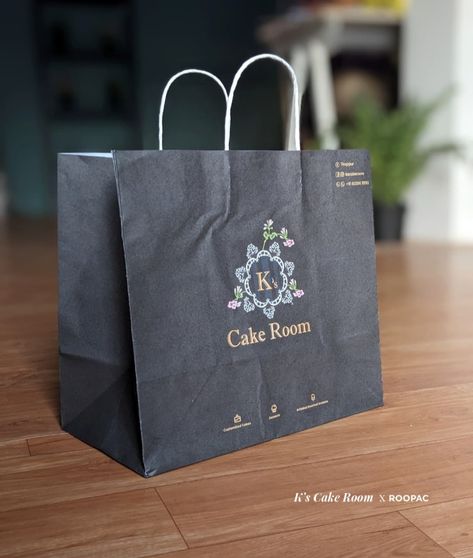 A high-quality paper bag with the logo of K's Cake Room, specifically designed for carrying and storing cakes Paper Bag Design, Paper Cake, Bag Packaging, Paper Bag, Packaging, Bags Designer, Medical, Cake, Design