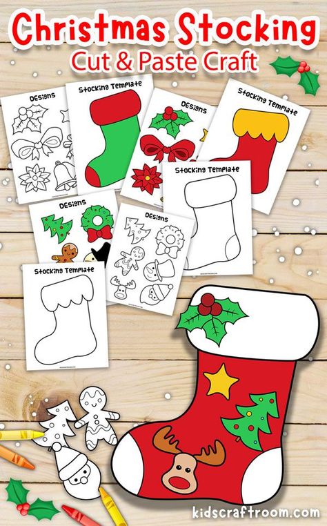 Get creative with our Cut and Paste Christmas Stocking Craft! Download the FREE printable template for a fun and easy Christmas craft for kids. Christmas Stocking Craft, Stocking Craft, Craft Activities For Toddlers, Christmas Activities For Toddlers, Easy Preschool Crafts, Winter Crafts Preschool, Creative Christmas Crafts, Easy Christmas Craft, Preschool Crafts Fall