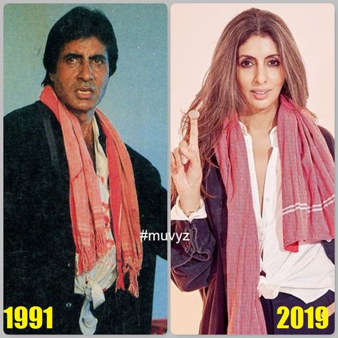 Shweta Bachchan recreates Big B’s Hum look for 90s Bollywood themed party #AmitabhBachchan #shwetabachchan #fatherdaughter #nowandthen #muvyz #muvyz121119 @SrBachchan @earth2angel Recreate Bollywood Looks, Bollywood Outfits Movie, Bollywood Movie Looks To Recreate, Bollywood Theme Party Outfit Men, Recreating Bollywood Movie Looks, Bollywood Outfits Party, Bollywood Halloween Costume, Bollywood Looks To Recreate From Movies, Character Day Ideas Bollywood