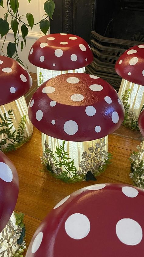 Toadstool Diy, Diy Toadstool, Planter Crafts, Fleur Harris, Red And White Mushroom, Fae Folk, Enchanted Woodland, Prayer Garden, Hotel Ideas