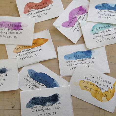 Hand Stamped Business Cards, Handwritten Business Cards, Handmade Business Card, Business Card Ideas For Artists, Homemade Business Cards, Diy Business Cards Homemade, Calligraphy Business Cards, Artsy Business Cards, Business Cards For Artists