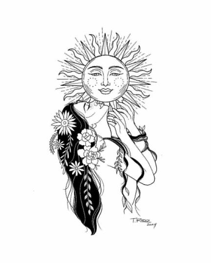 pinterest//princessviictoria🌻 Sun Drawing, Kunst Tattoos, Art Et Illustration, Art And Illustration, Moon Tattoo, A Drawing, Tattoo Sketches, Cute Tattoos, 그림 그리기