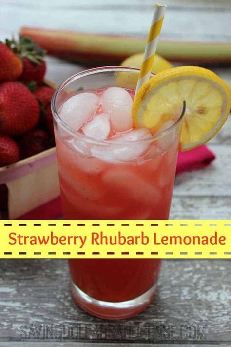 Homemade lemonade with strawberry and rhubarb. Strawberry Rhubarb Lemonade, Rhubarb Drink, Rhubarb Lemonade, Freeze Rhubarb, Rhubarb Muffins, Strawberry Rhubarb Crisp, Rhubarb Crisp, Lemonade Concentrate, Drink Recipes Nonalcoholic